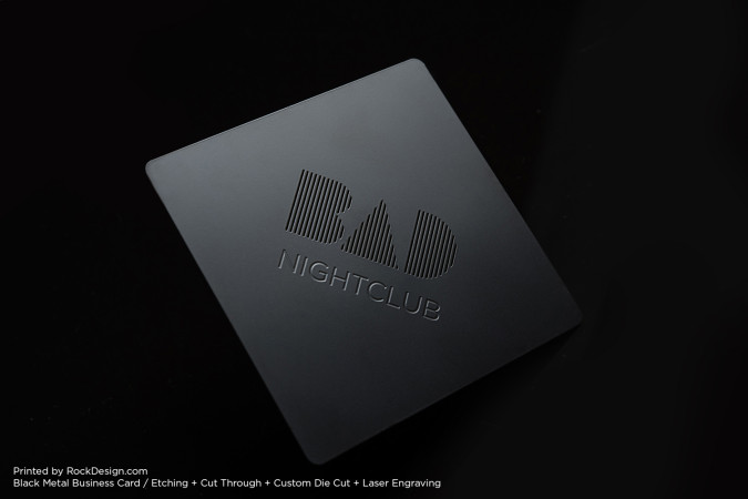 Modern Custom Die-cut Black Metal Business Card - BAD