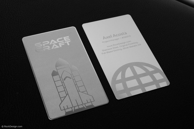 Modern Professional Stainless Steel Business Card Template Design - Space Craft