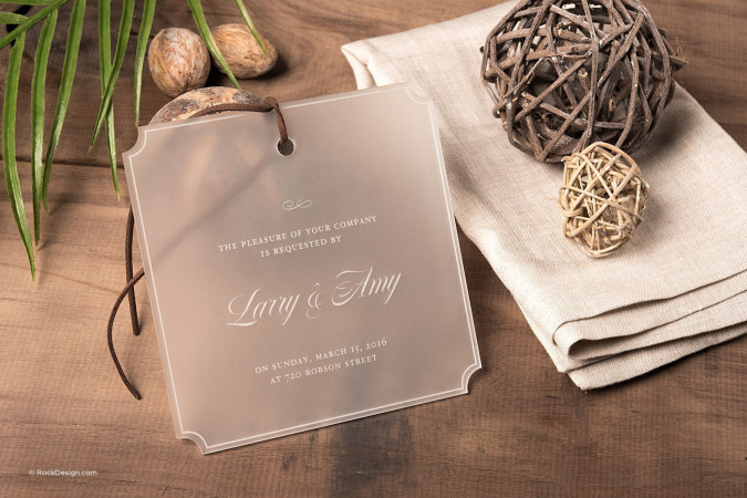 Minimalist modern frost acrylic wedding invitation - Larry & Amy