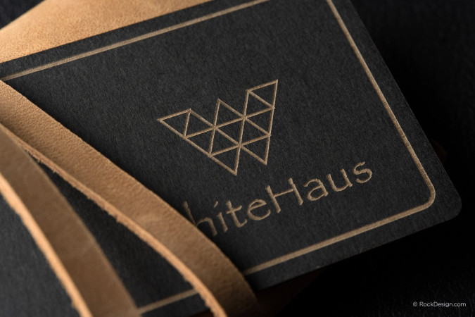 Modern laser engraving black business card template - WhiteHaus