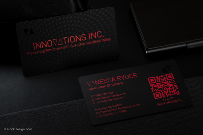 Luxury QR Code Black Metal Business Card - Vanessa Ryder