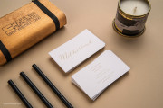 Classically letterpressed white business card template 1
