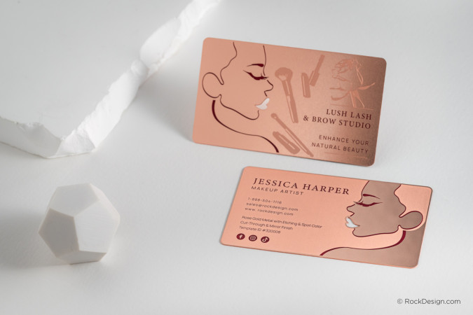 Stunning Mirror Finish Rose Gold Metal Business Card - Jessica Harper