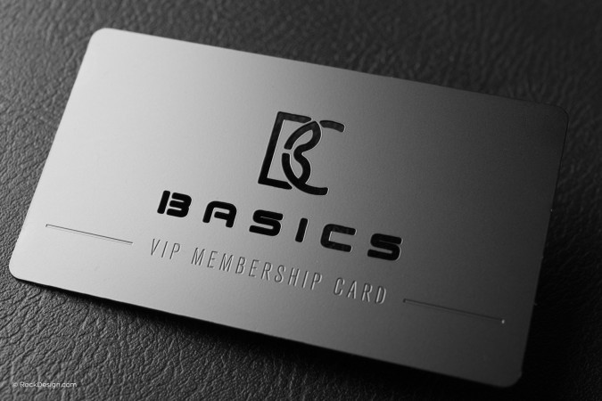 VIP membership black metal business card with laser engraving - Basics