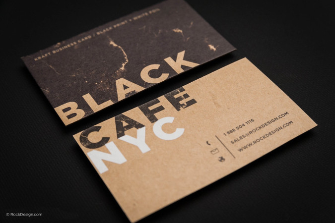 Rustic brown kraft business card template - Black Cafe