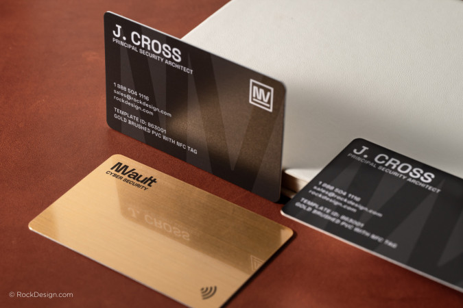 Fortified Brushed Gold & White Smart PVC Business Card - NVault