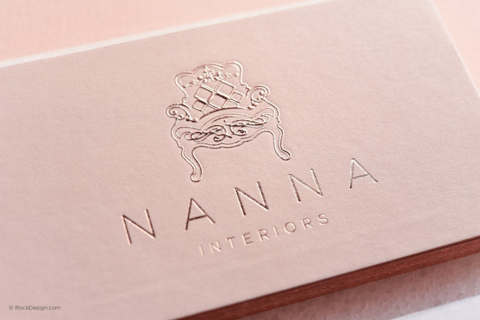 Elegant classic smooth white business card and emboss foil and letterpress - Nanna