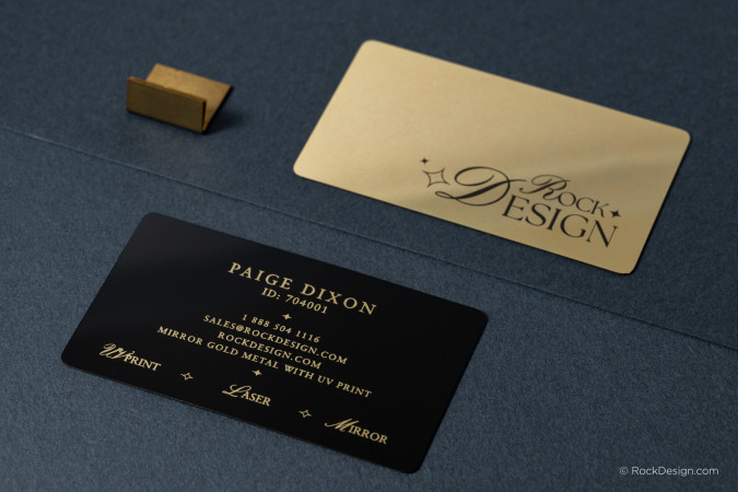 Dual-finish Mirror Gold & Black Metal Business Card - Paige Dixon