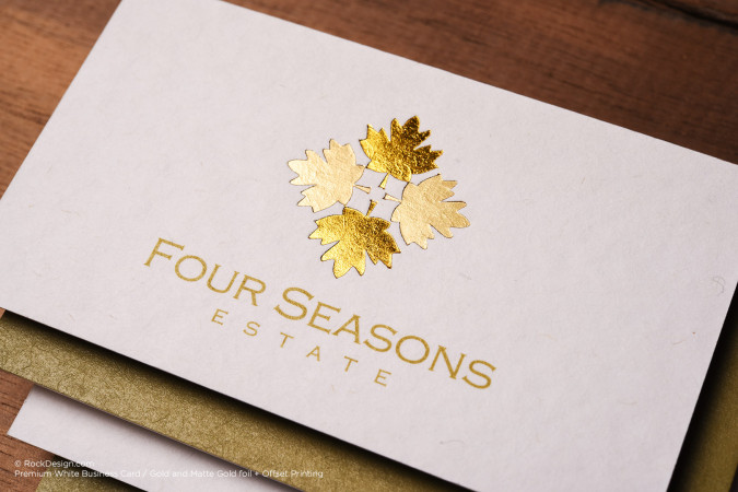Luxury business card with gold foil stamping on premium uncoated paper – RockDesign