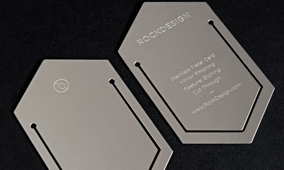 Stainless steel business card setup example
