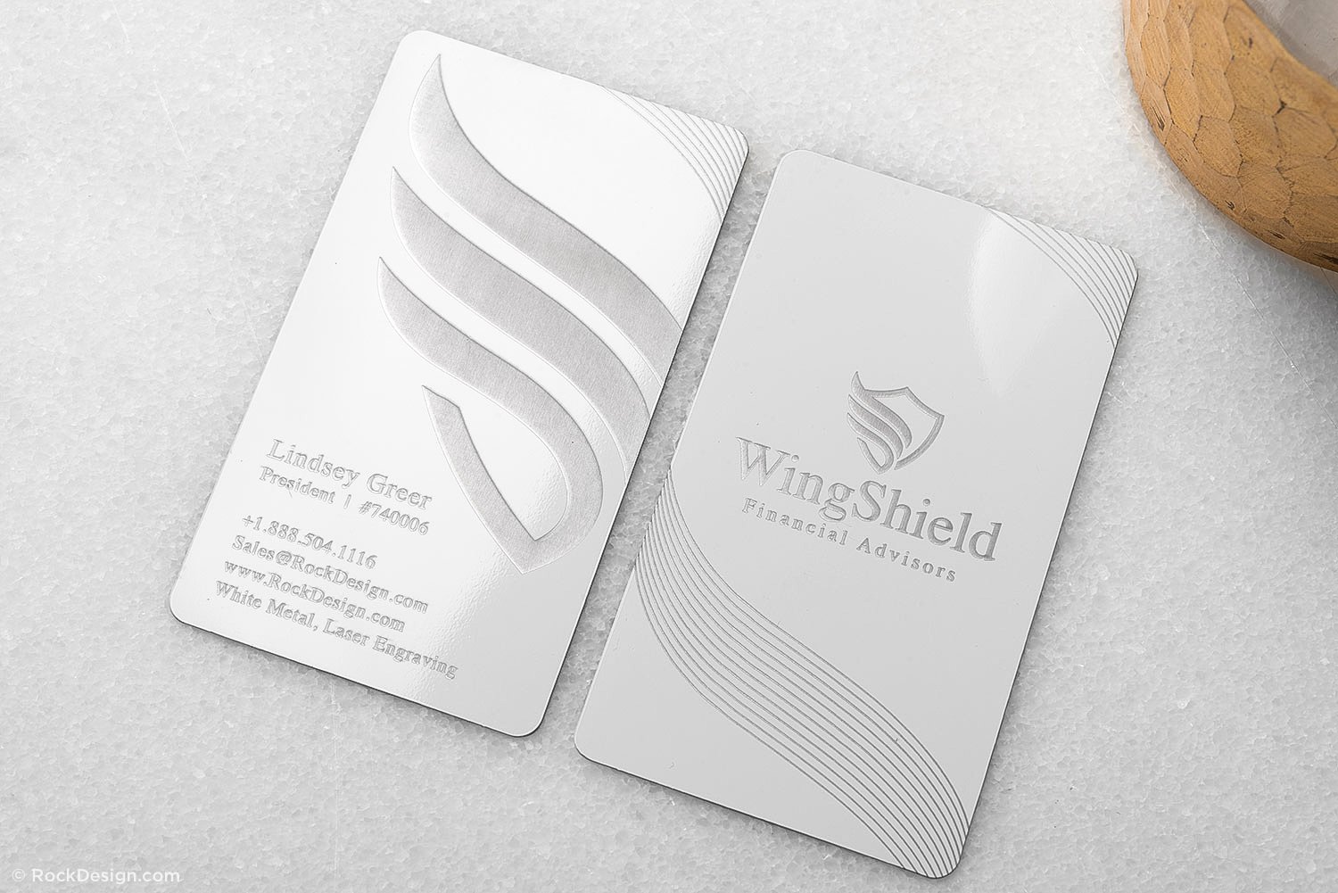 Laser Engraved White Metal Business Cards