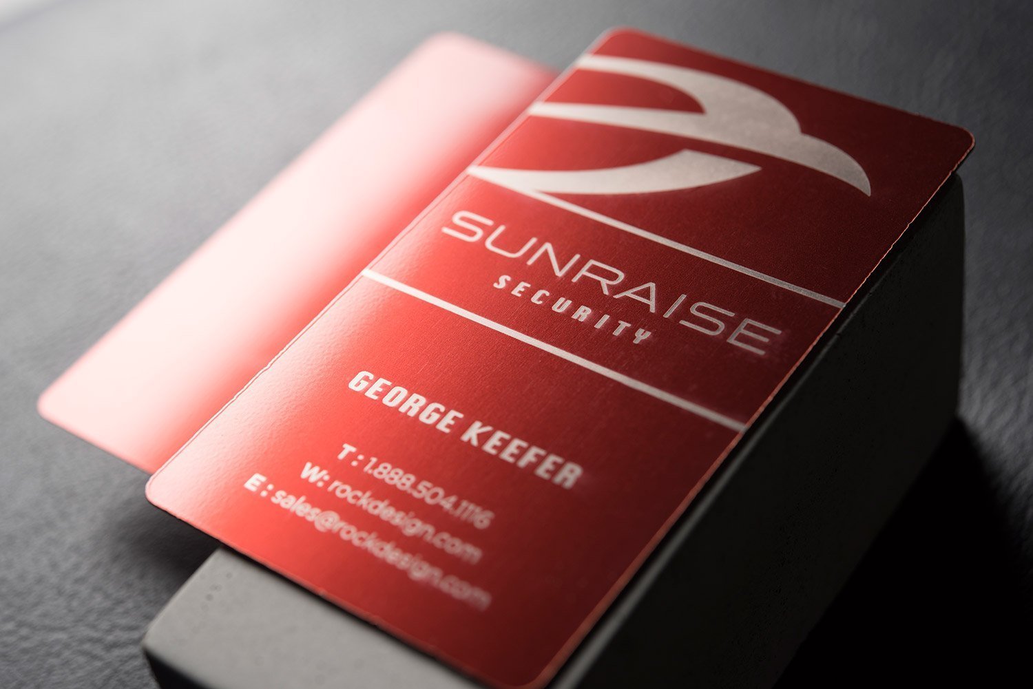 Laser Engraved Red Metal Business Cards