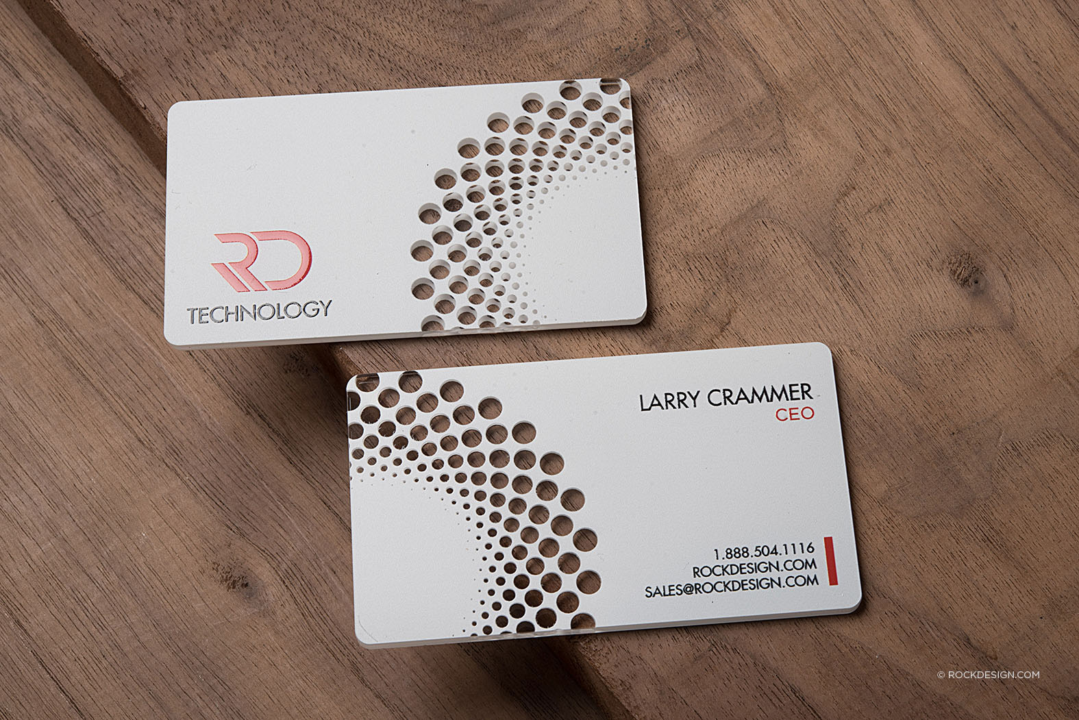 Translucent acrylic business card with precision UV printing