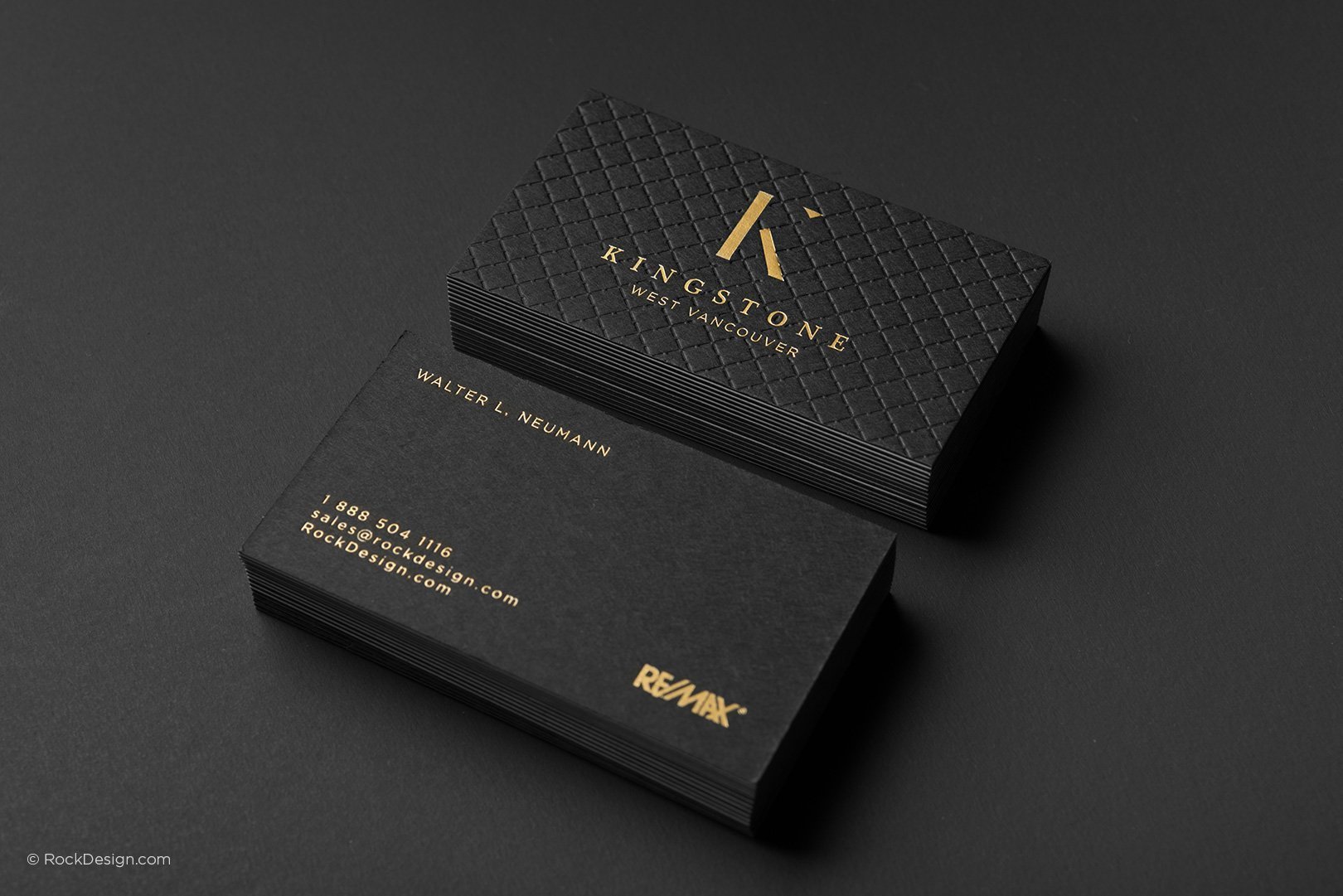 Luxury Business Card. Gold And Black Horizontal Business Card