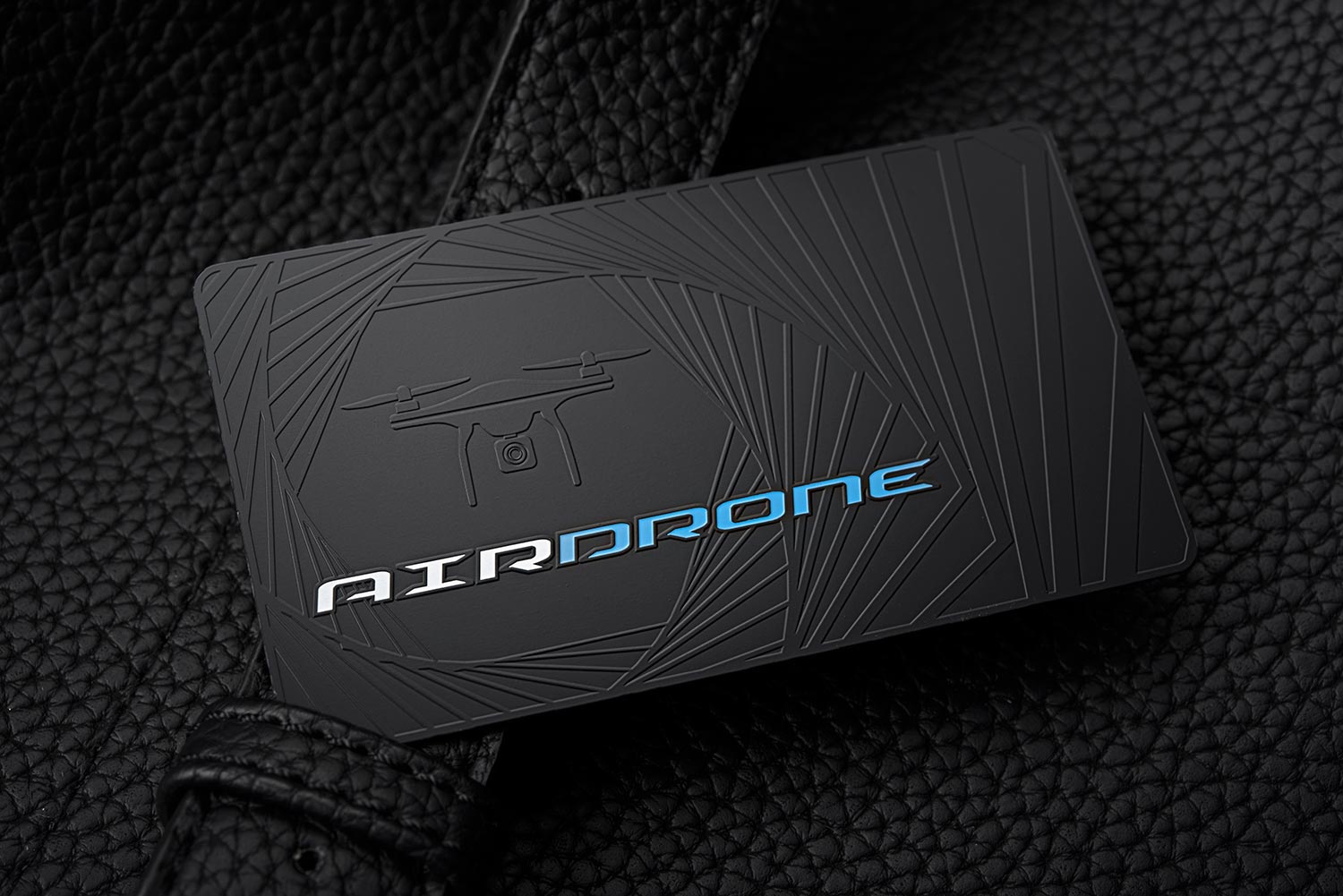 FREE Cool Etched Spot color Black Metal Business Card Template - AIRDRONE