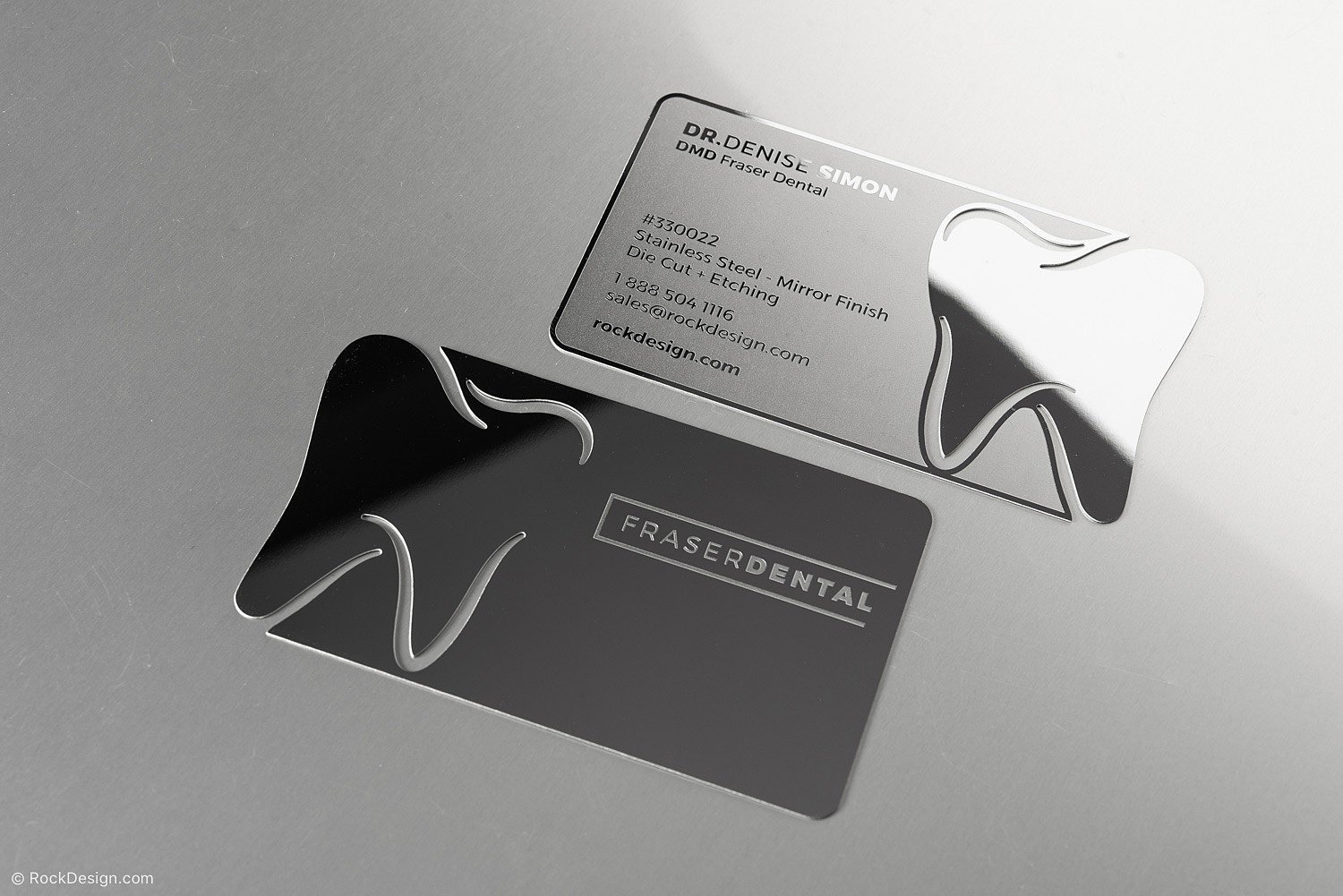 Dental Mirror Finish Stainless Steel Business Card Template Design Fraser Dental