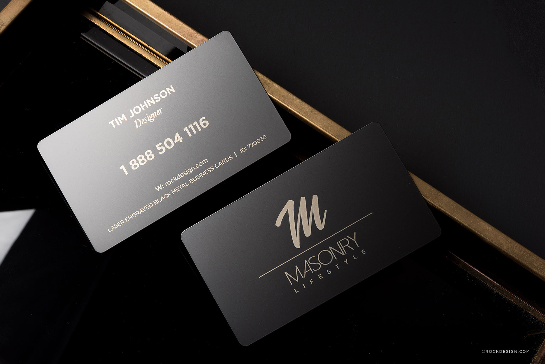 Laser Engraved Black Metal Business Cards