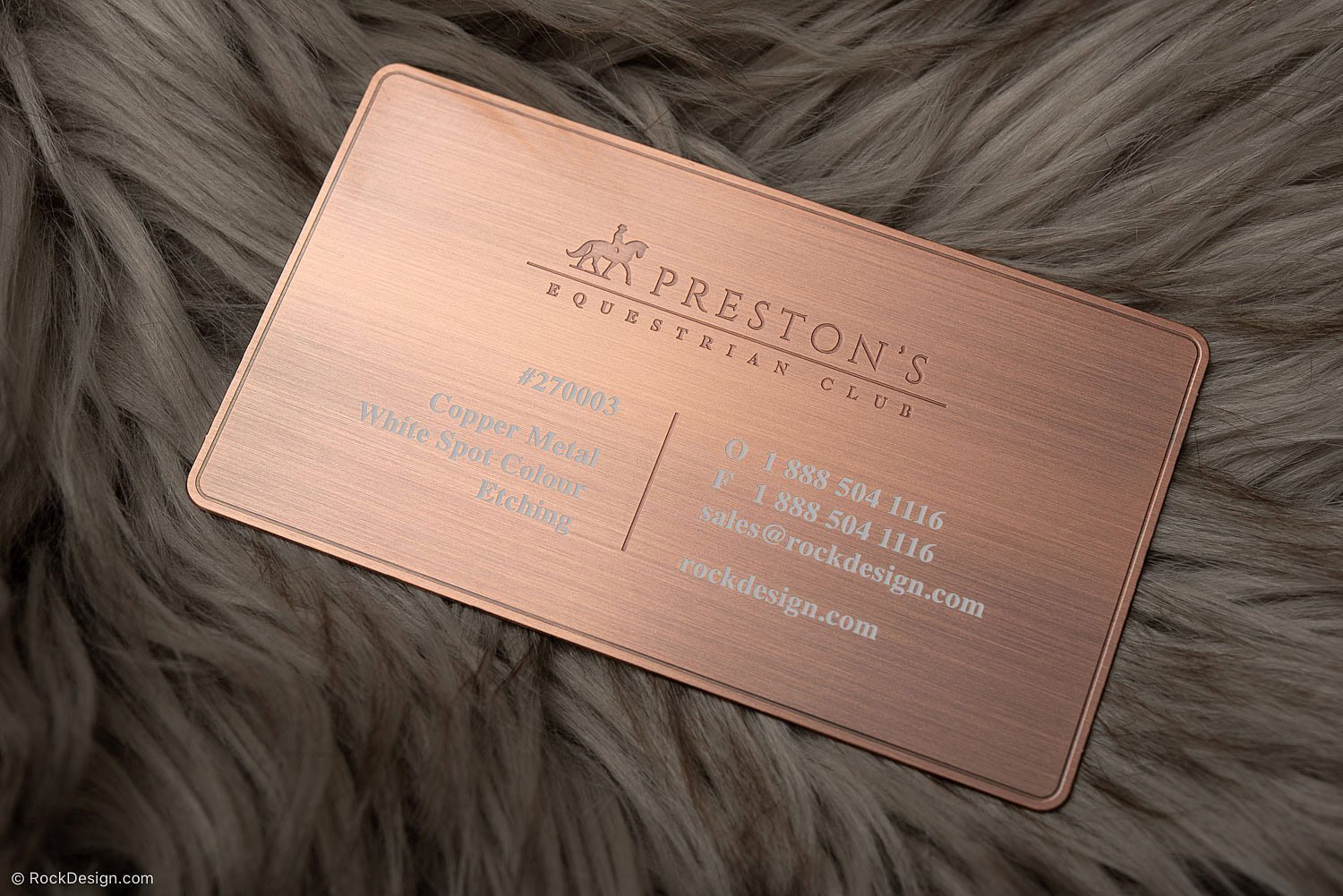 Exquisite Brushed Copper Metal Business Card Template Design - Preston's