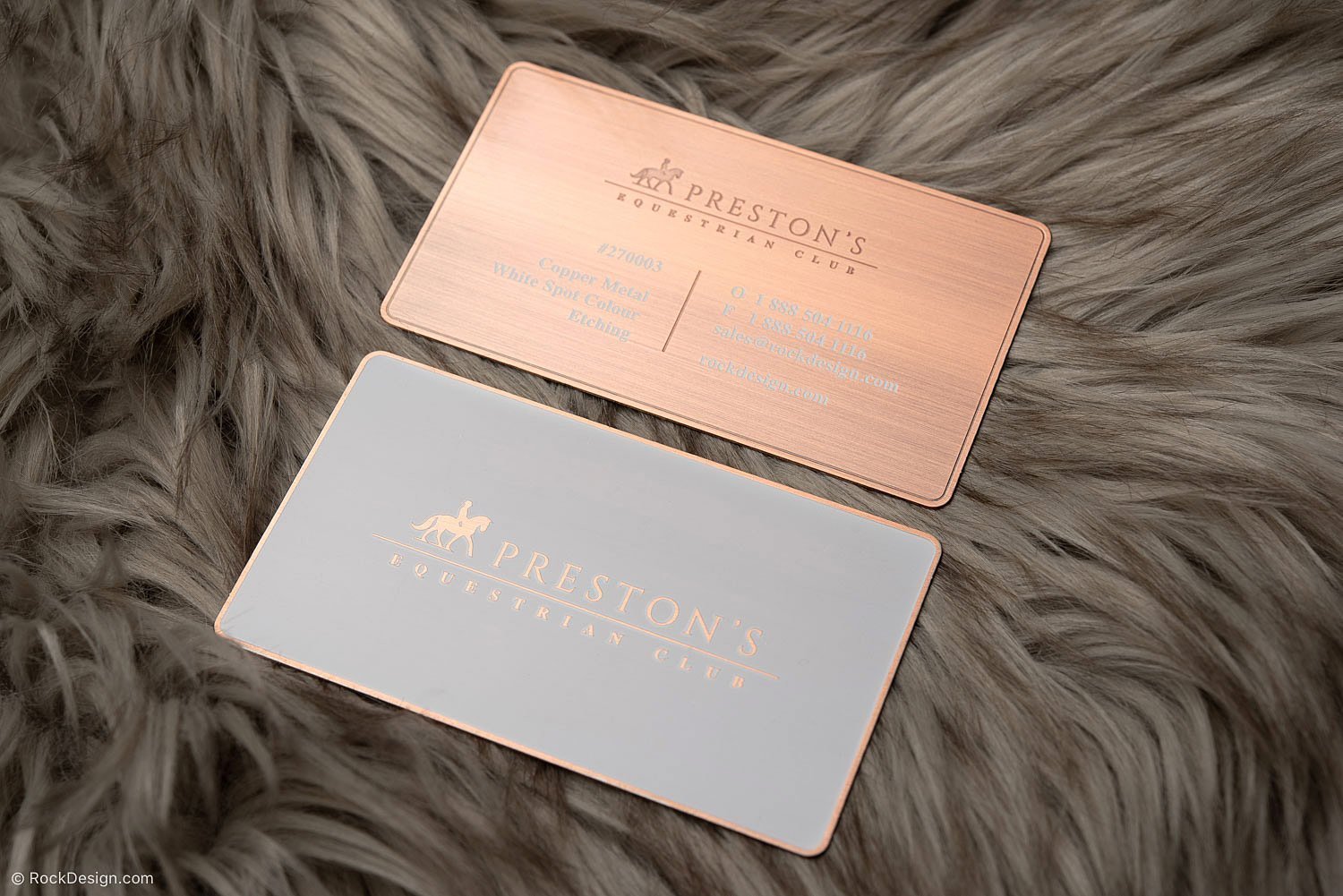 Exquisite Brushed Copper Metal Business Card Template Design - Preston's