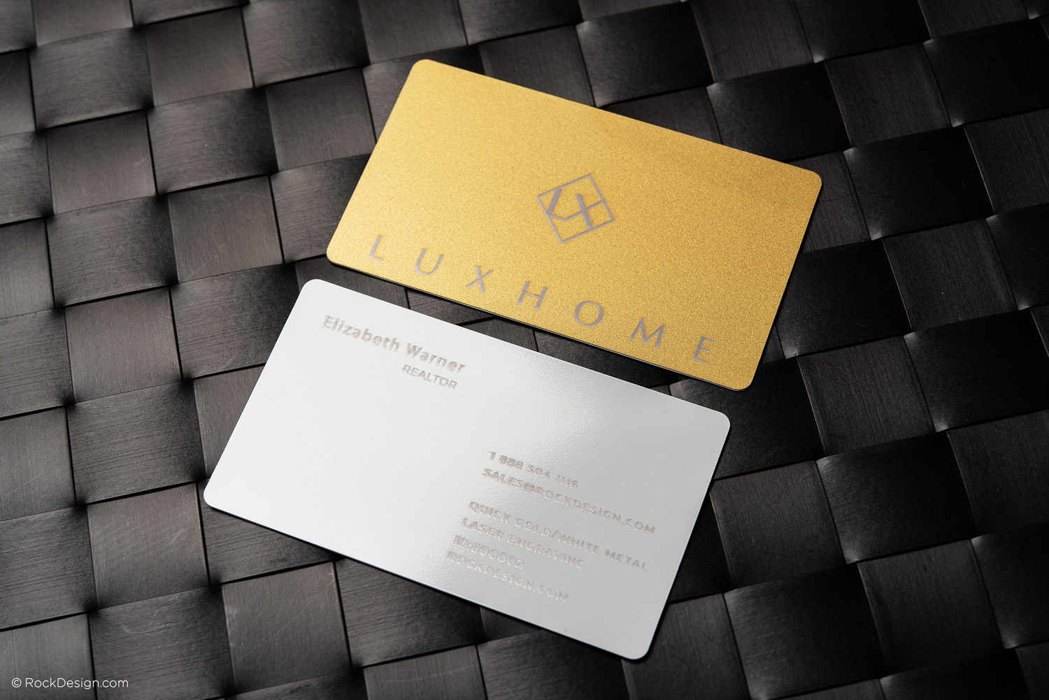 FREE ONLINE quick laser engraved white and gold metal business card ...