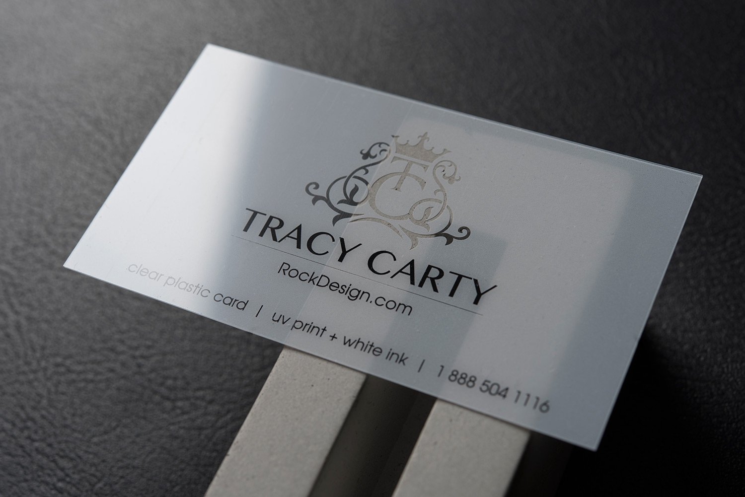 Elegant Transparent Plastic Name Card Design – Tracy Carty