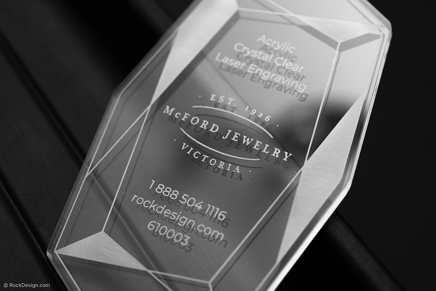 Jewellerl Laser Cut Crystal Clear Acrylic Business Card 1