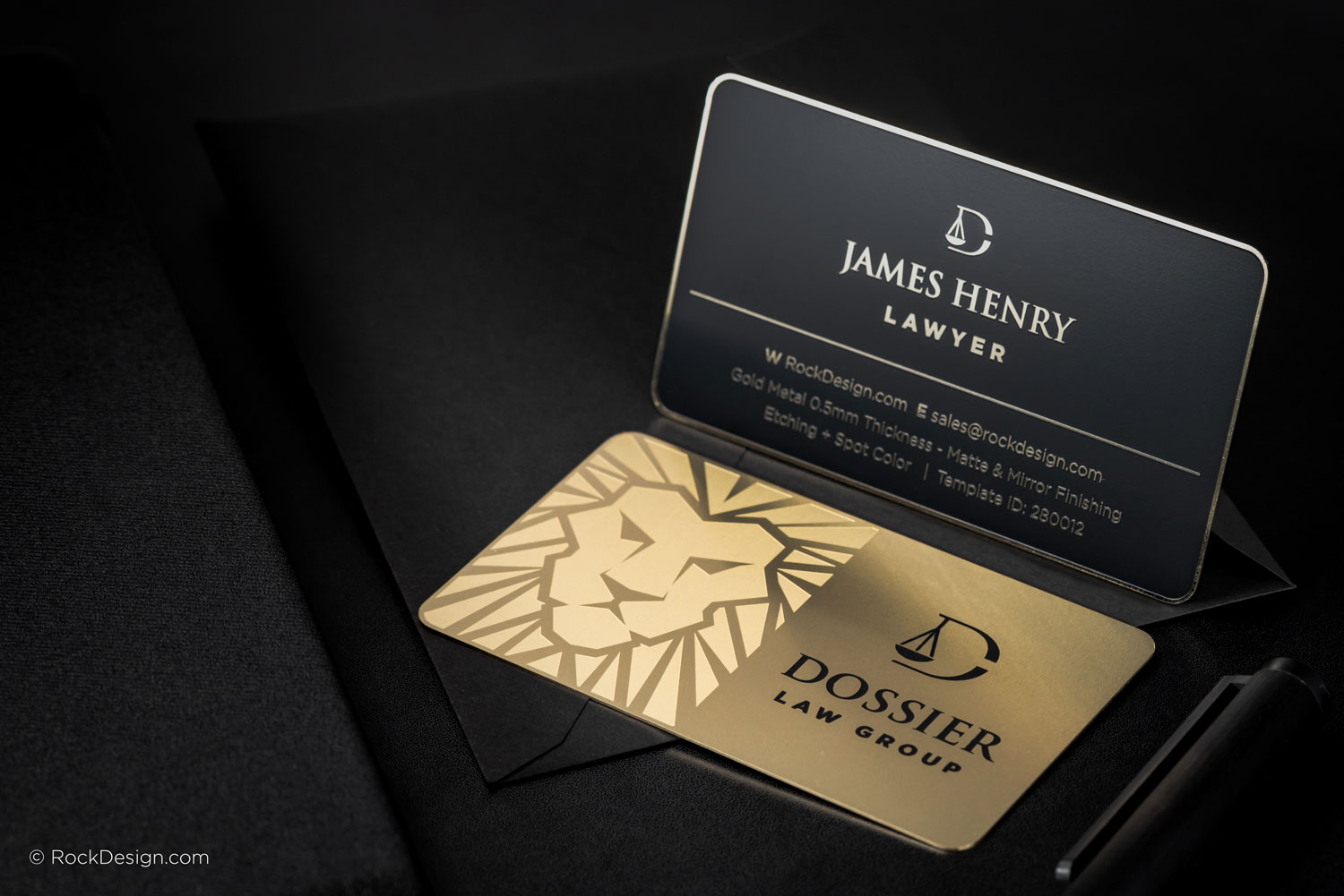 Luxury Business Card. Gold And Black Horizontal Business Card