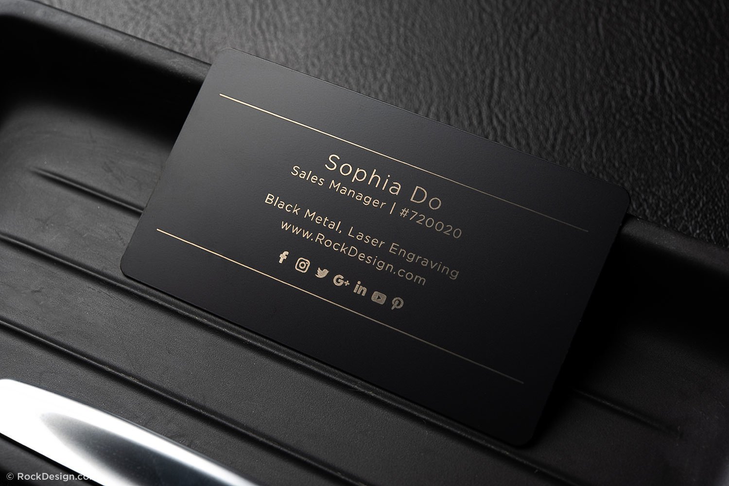 Laser Engraved Black Metal Business Cards