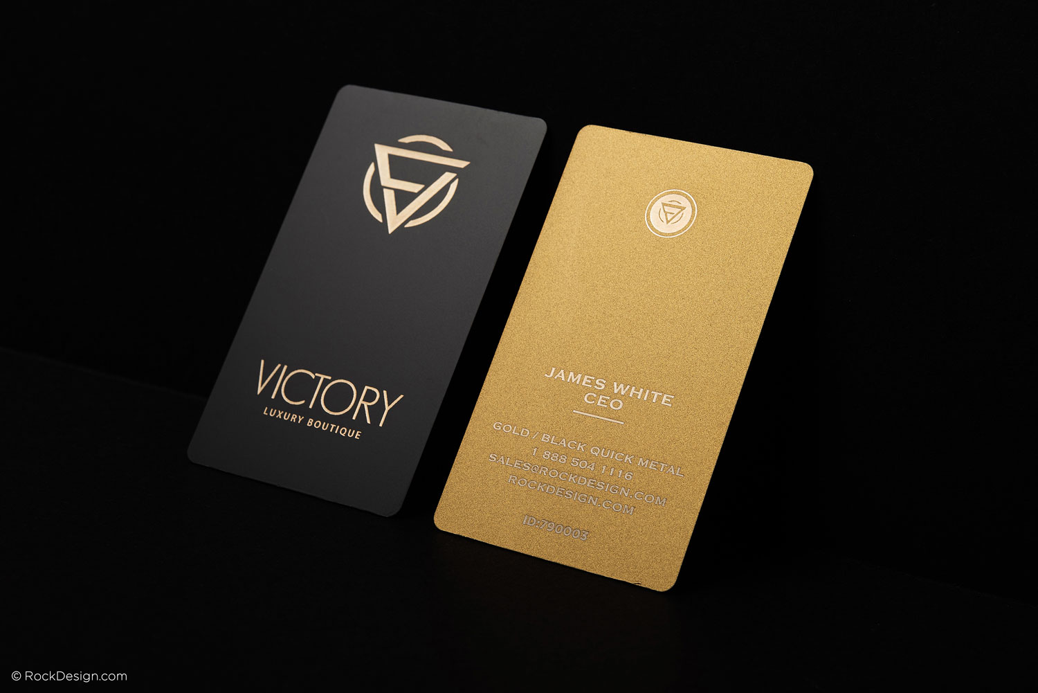 Free Online Quick Laser Engraved Black And Gold Metal Business Card Template Rockdesign Com