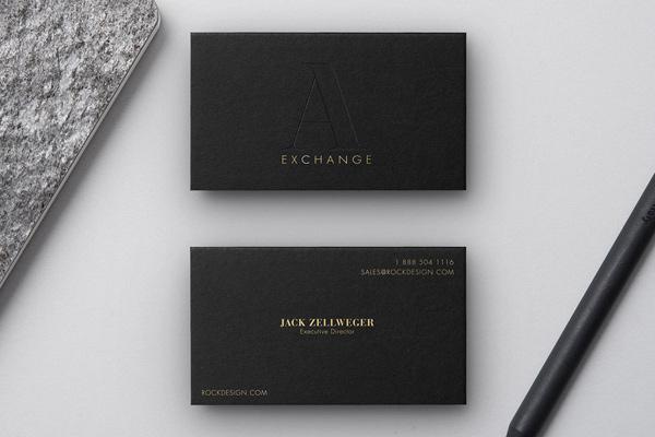 Contemporary luxury triplex business card template with deboss and gold foil stamp - Exchange